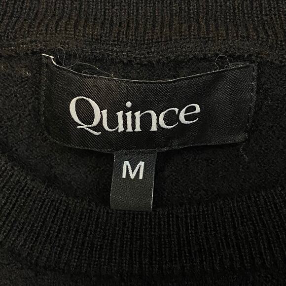 Quince Womens Black Knit 100% Merino Wool Crewneck Pullover Sweater Size Medium - Picture 4 of 8